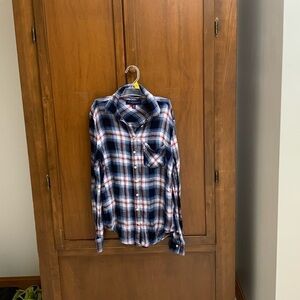 AEROPOSTLE plaid buttondown boyfriend shirt blouse eclectic grandpa XS oversize